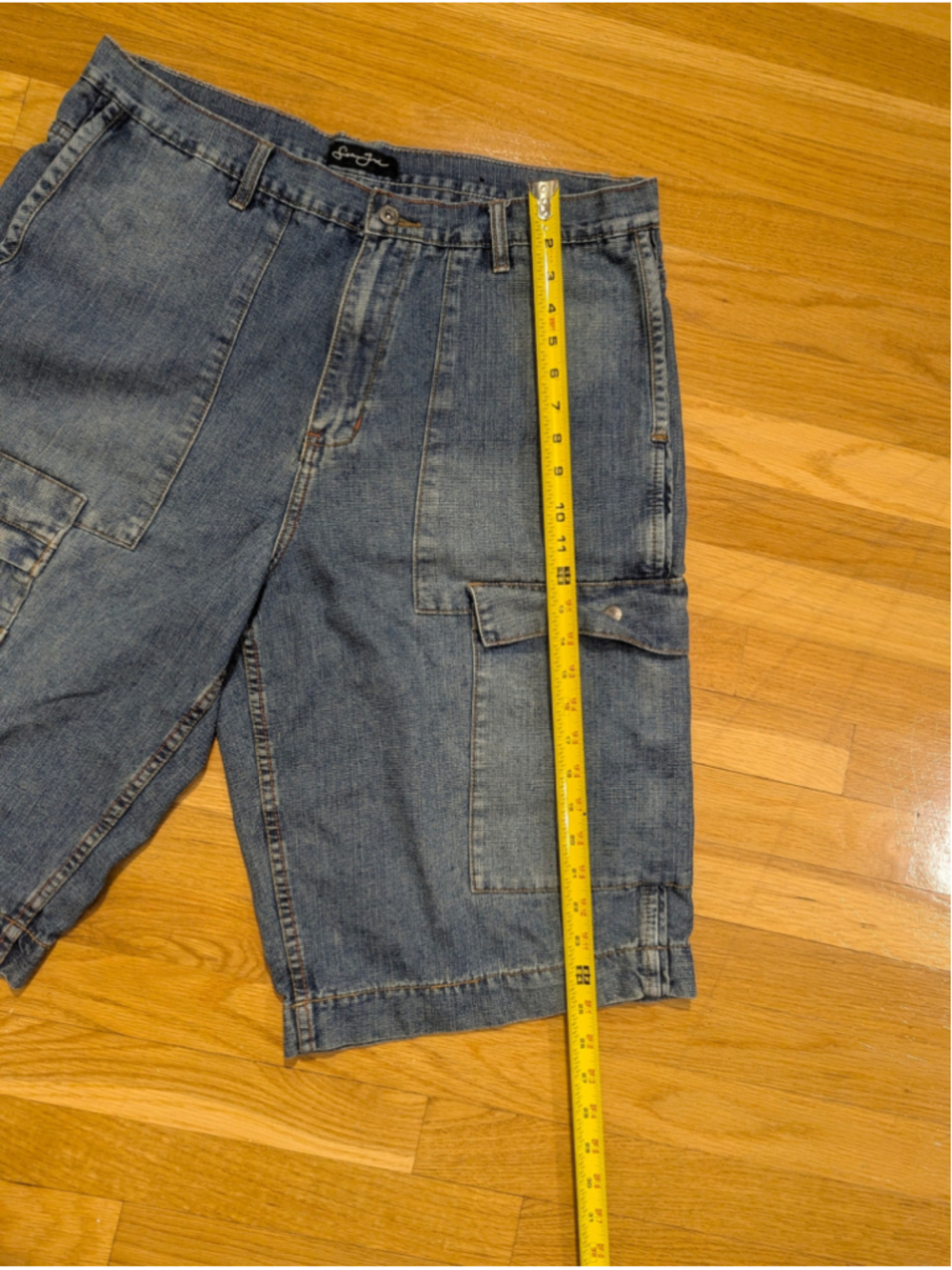 Sean John Jean Shorts Jorts Vintage 90s Denim Cargo Shorts Waist 38 - Picture 7 of 12